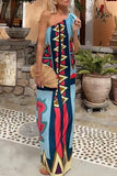 One-Shoulder Geometric Vacation Dress
