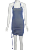 Halterneck Ruched Casual Dress