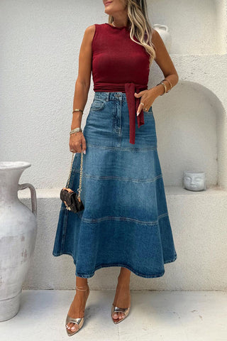 Stylish A-Line Denim Skirt