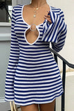 Striped Keyhole Casual Dress
