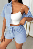 Striped Button-Front Short Set