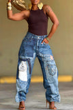 Patchwork Wide Leg Jeans