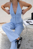 Halter Neck Wide-Leg Pant Set