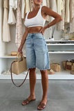 Distressed High-Waist Casual Shorts