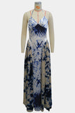 Tie-Dye Halter Evening Dress