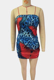 Strapless Butterfly Print Mini Dress