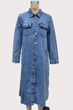 Stylish Button-Up Long Denim Jacket