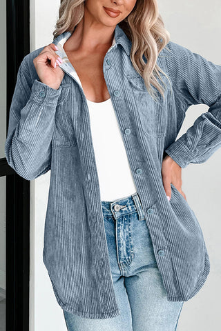 Casual Button-Front Corduroy Jacket