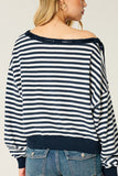 Off-Shoulder Striped Sweatshirt
