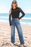 Elastic Waist Wide-Leg Jeans