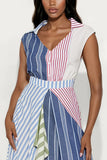 Striped Button-Down Casual Dress