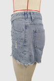 Studded Distressed Denim Shorts