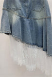 Stylish Asymmetrical Denim Skirt