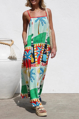 Vibrant Tropical Print Sundress