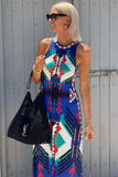 Boho Maxi Dress with Geometric Print