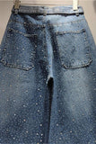 Wide-Leg Denim Trousers with Belt