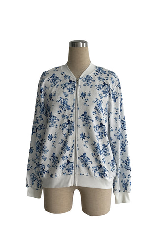 Floral Zip-Up Bomber Jacket