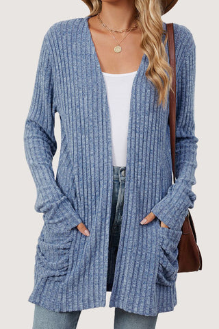 Open-Front Ribbed Cardigan