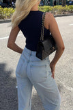 Button-Front Tank Top