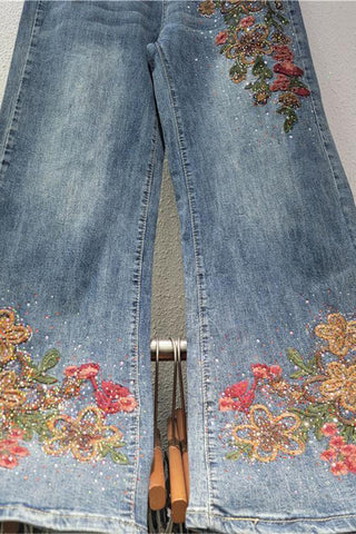 Floral Wide-Leg Jeans
