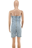 Strapless Romper with Lace-Up Sides