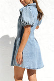 Button-Front Denim Mini Dress