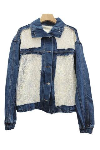 Lace-Panel Denim Jacket