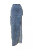 Stylish High-Slit Denim Skirt
