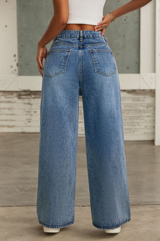 Pearl-Studded Straight-Leg Jeans