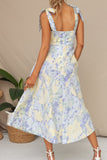 Floral Midi Dress with Tie Straps