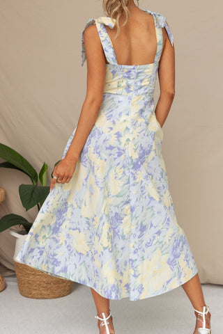 Floral Midi Dress with Tie Straps