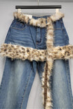 Flare Jeans with Faux Fur Accents