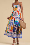 Colorful Strappy Print Dress