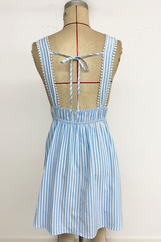 Striped Tie-Front Casual Dress