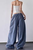 Wide-Leg Gingham Casual Pants