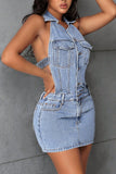 Halter Denim Mini Dress
