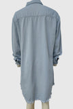Vintage Frayed-Hem Denim Shirt Dress