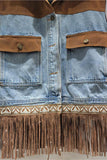 Fringe-Accent Denim Vest