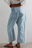 Relaxed-Fit Tie-Waist Denim Pants