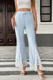 Lace Insert Flared Casual Pants