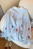 Patterned Button-Front Blouse