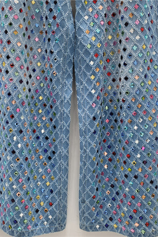 Rhinestone Straight-Leg Jeans