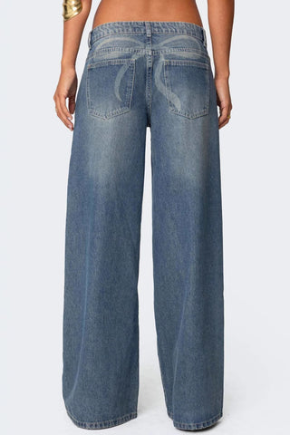 Wide-Leg Casual Denim Pants