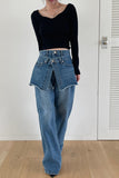 Distinctive Layered Straight Jeans