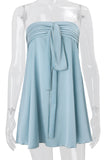 Strapless Tie-Front Casual Dress