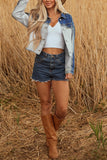 Color Block Distress Denim Jacket