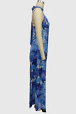 Abstract Floral Halter Maxi Dress