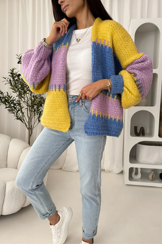 Stylish Oversized Cardigan with Pastel Stripes