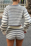 Striped Knit Short Set