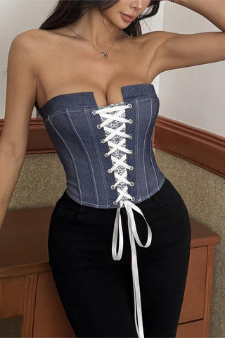 Lace-Up Corset Cami Top